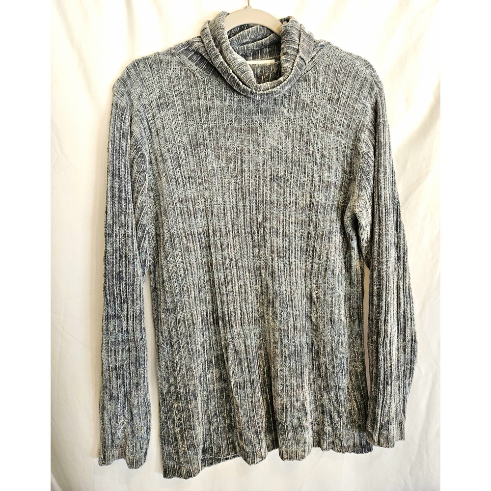 Joseph A. Mens L Gray Rib-Knit Turtleneck Pullover Sweater Rayon Acrylic